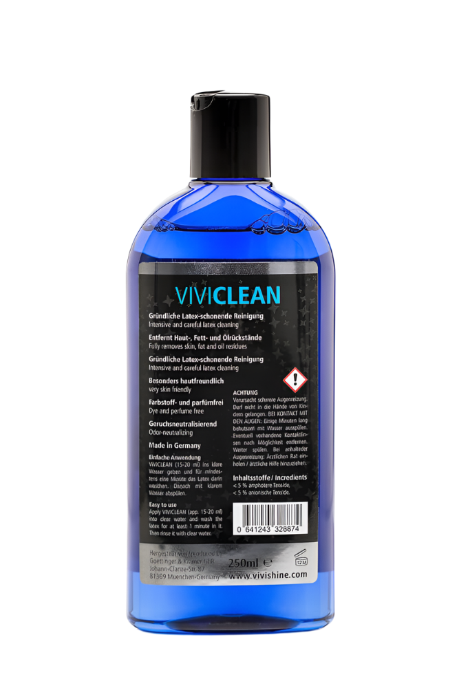 Blue bottle of Viviclean on a white background