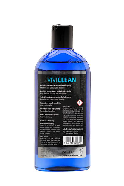Blue bottle of Viviclean on a white background