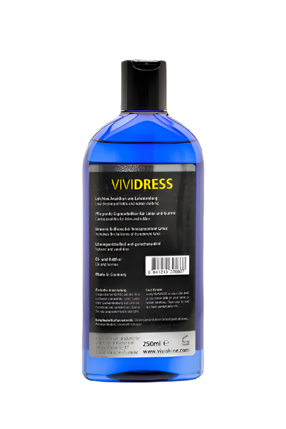 Blue bottle with black cap and label on a white background